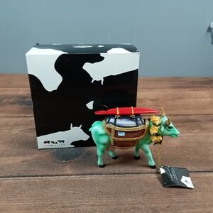 CowParade Cow-A-Bunga Figurine #9148 Green Surfboard CowW/Box